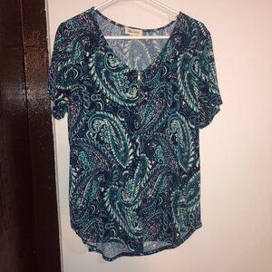 Blue Mood Blue Paisley Blouse, Size 1X